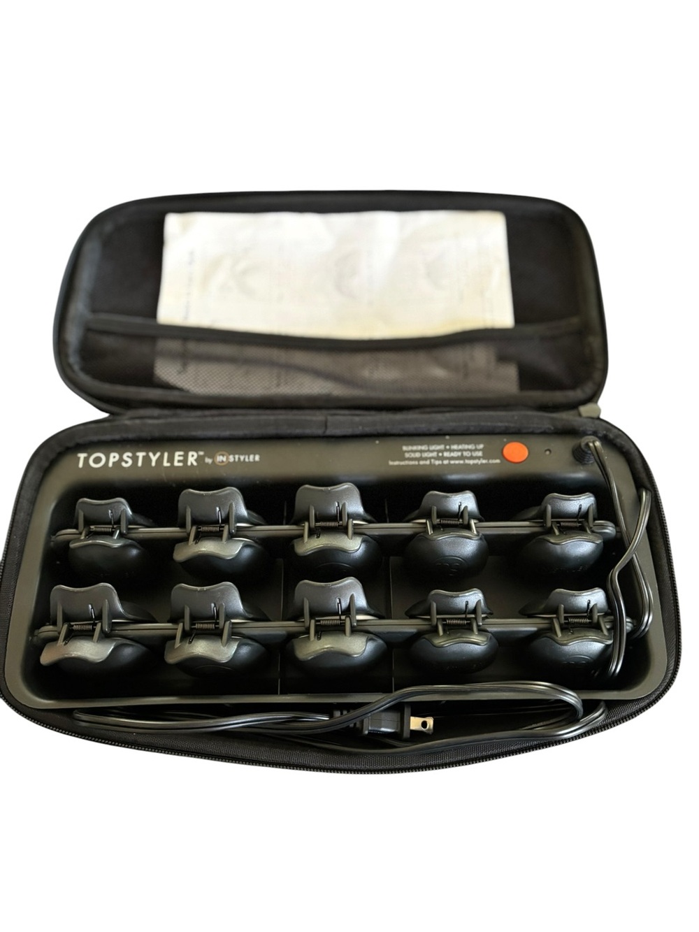 InStyler TopStyler Ceramic Rollers Set 10 Rollers Zipper Black Case Tested Works